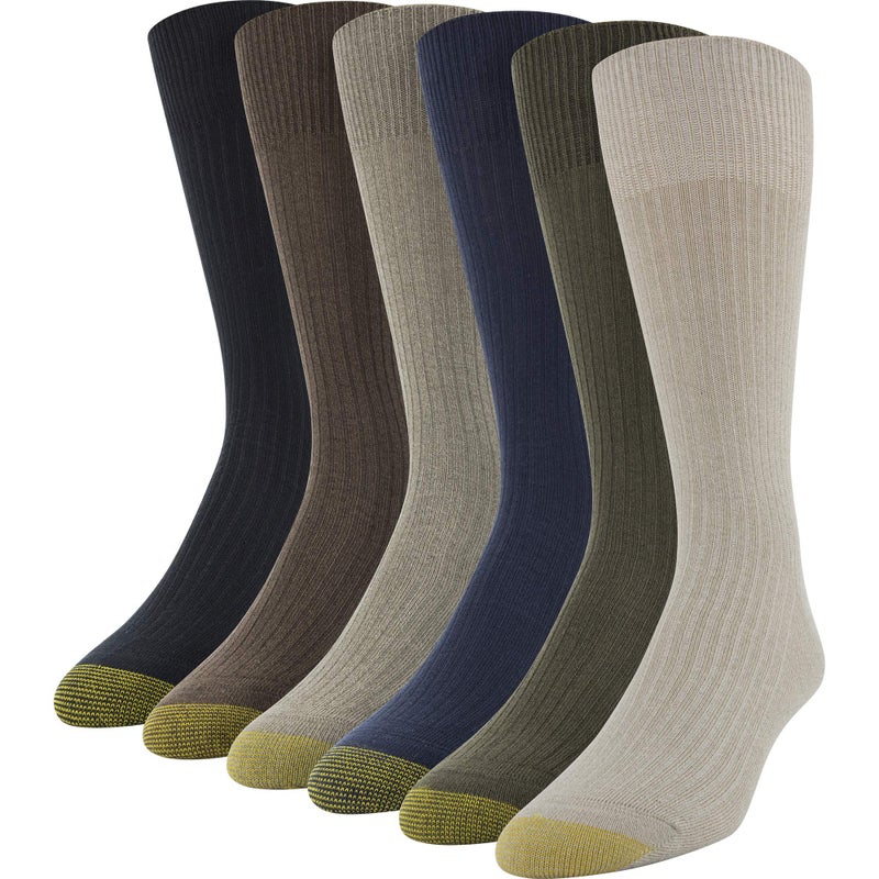 GOLDTOE Men's Stanton Crew Socks, Multipairs, Khaki Marl Assorted, X-Large - Image 1